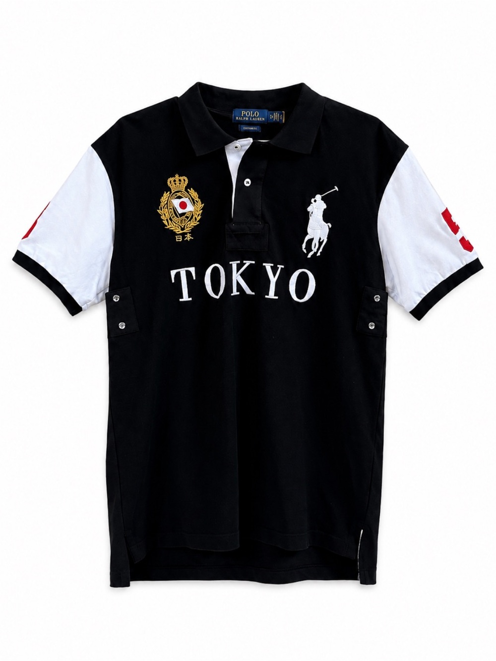 Polo Ralph Lauren Tokyo Big Pony Custom Fit Polo Shirt Black/White Size Large